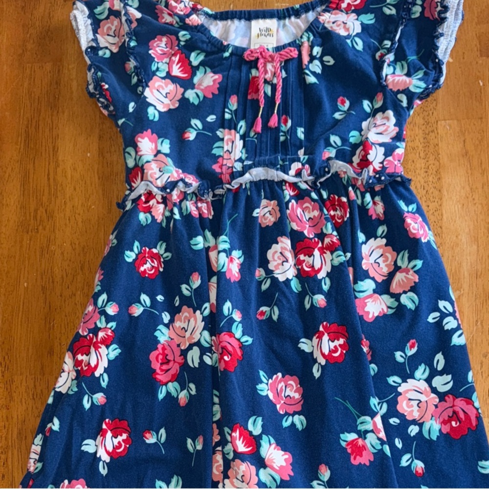 Wildflowers Navy and Pink Floral Kids Dress